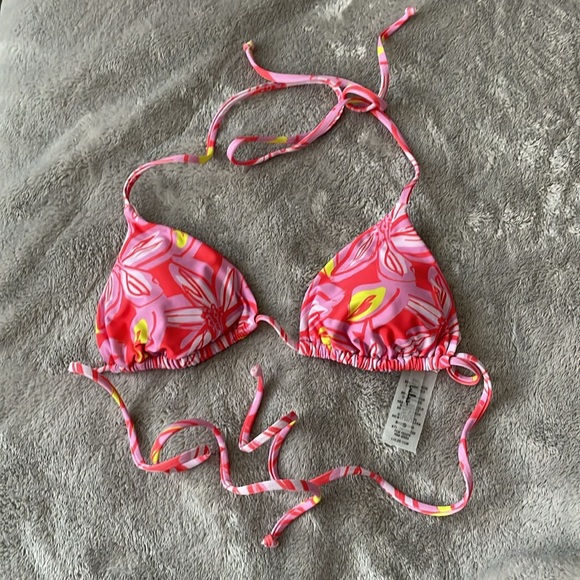 Lulus Parker Pink Floral Print Triangle Top - Small - Picture 7 of 7